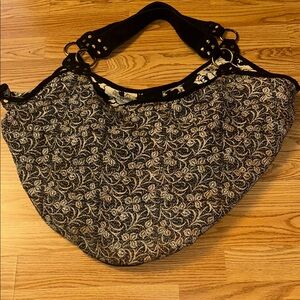 Rising Tide Black and White Floral Hobo Bag